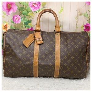 Louis Vuitton Brown and Tan Travel Bag